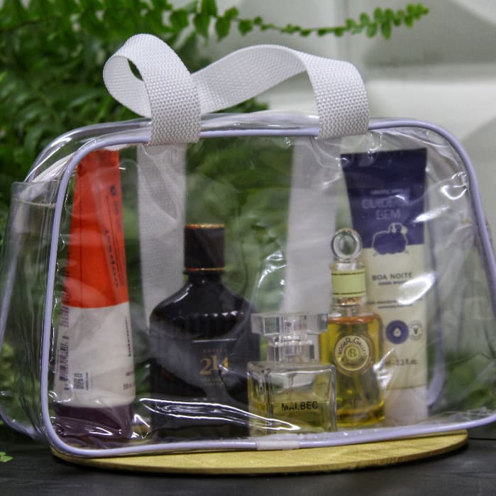 Necessaire Transparente Organizadora Grande Com alça| Envio em 24h Linda Branco Modelo Grande