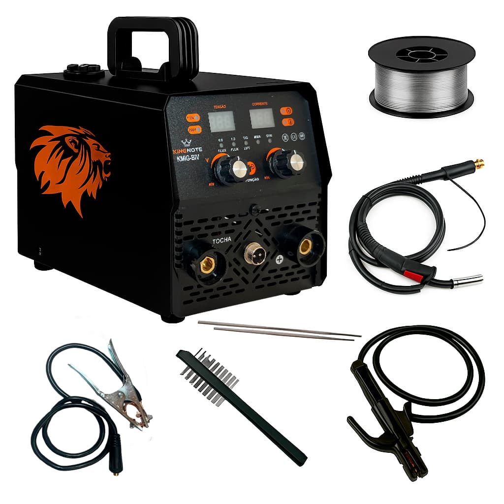Máquina Solda Mig Sem Gás Bivolt Inversora Tig Lift Mma Eletrodo Sinergico C/ Arame 110V/220V