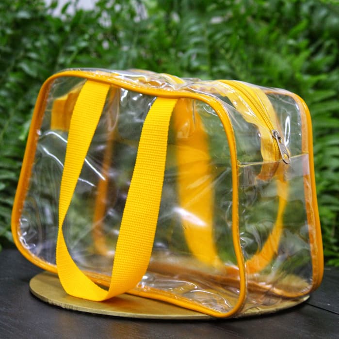 Necessaire Transparente Organizadora Grande Com alça| Linda Amarelo , Modelo Grande