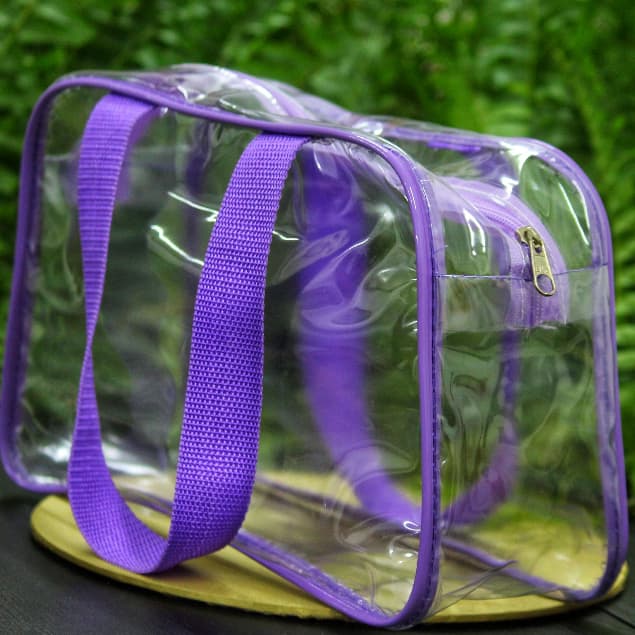 Necessaire Transparente Organizadora Grande Com alça| Linda Lilas/roxo , Modelo Grande