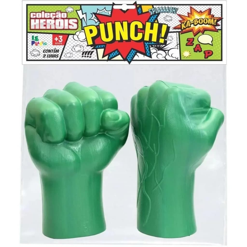 Kit Par Luva Punho Hulk Verde Vingadores Brinquedo Infantil