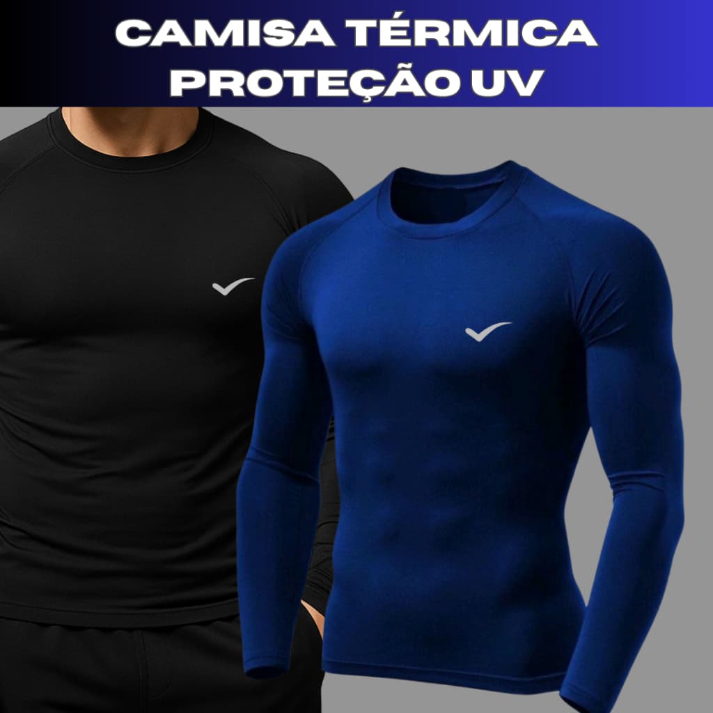 Camisa Térmica Proteção Uv 50+ Segunda Pele Camiseta Blusa Malha Fria Unissex Academia Manga Longa