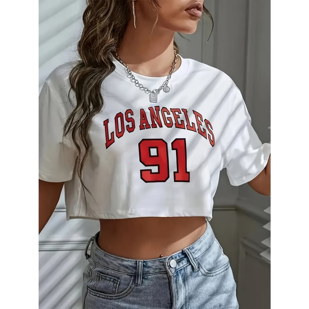Cropped Feminino Oversized estilo basico treino academia moda gringa los an vermelho