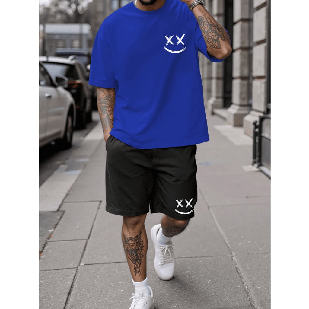 Kit Camisa + Short Tactel Masculino  StreetWear Conjunto Camiseta Com Bermuda