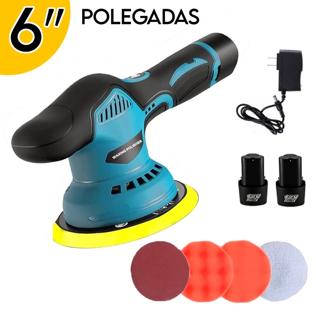 Polidor Sem Fio Elétrico Lixadeira Politriz 6 Polegadas Automotiva 2 Baterias 12v Enceradora