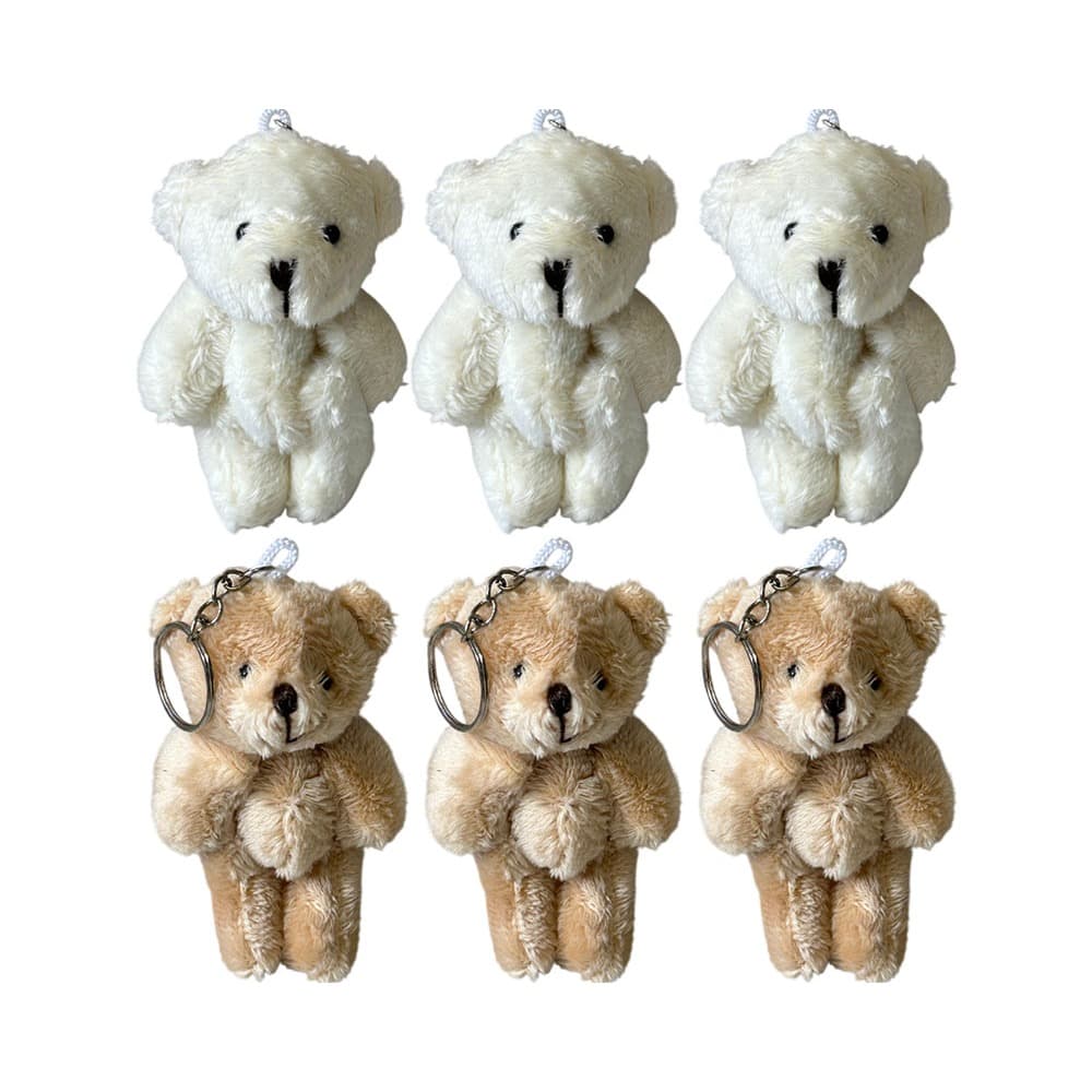 Kit 5 Mini Urso Pelucia Chaveiro Ursinho Fofo Cesta Lembrancinha Maternidade Artesanato - 9cm