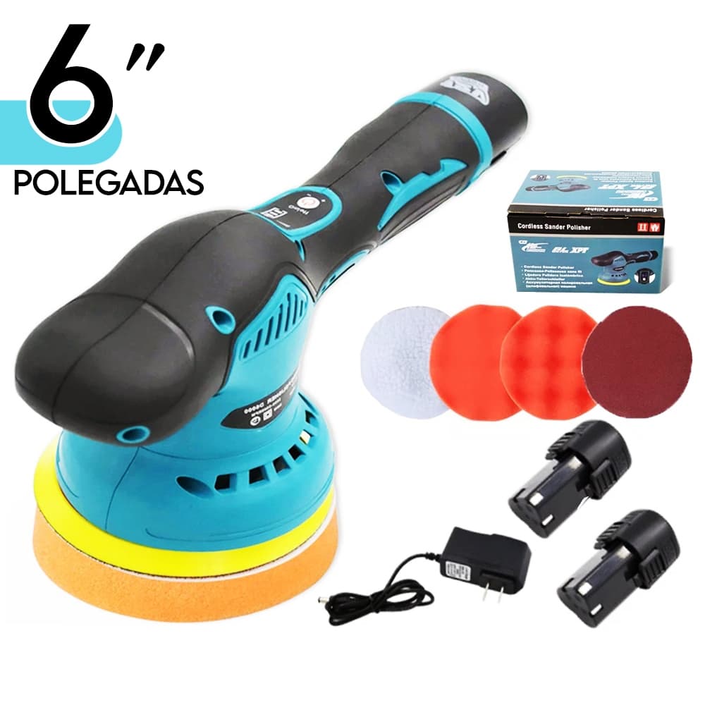 Lixadeira Orbital Politriz 12v 6" Automotiva + 2 Baterias Recarregável PREMIUM