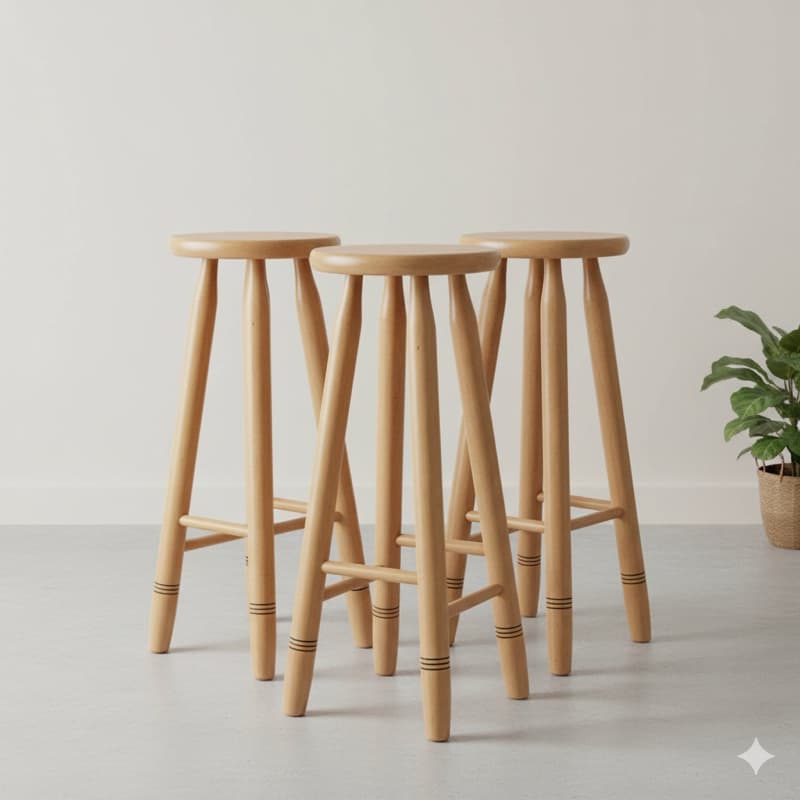 KIT3 bancos 70cm de Altura reforçado em madeira maciça - Bancadas Bares Restaurantes Casa