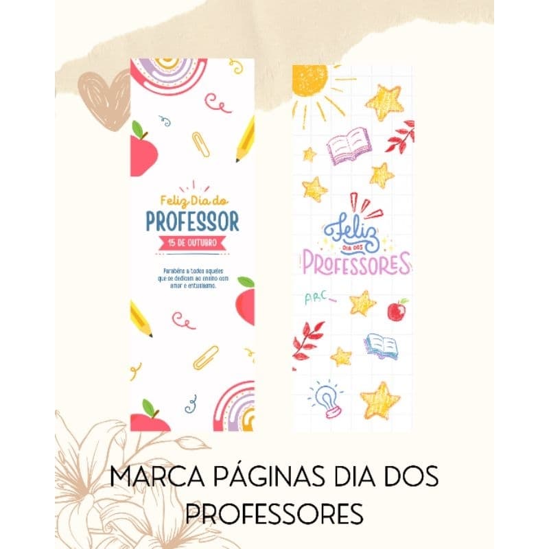 Marca Páginas dia do professor - Kit de marcadores de páginas Dia do Professor - Envio imediato