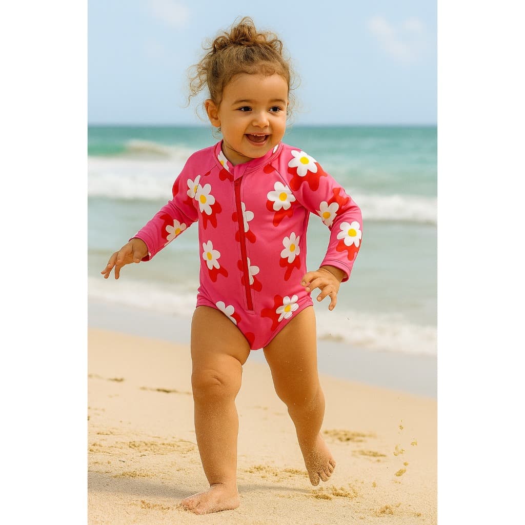 Maiô Proteção Solar UV Infantil – Manga Longa Zíper 2 a 10 Anos Praia Piscina