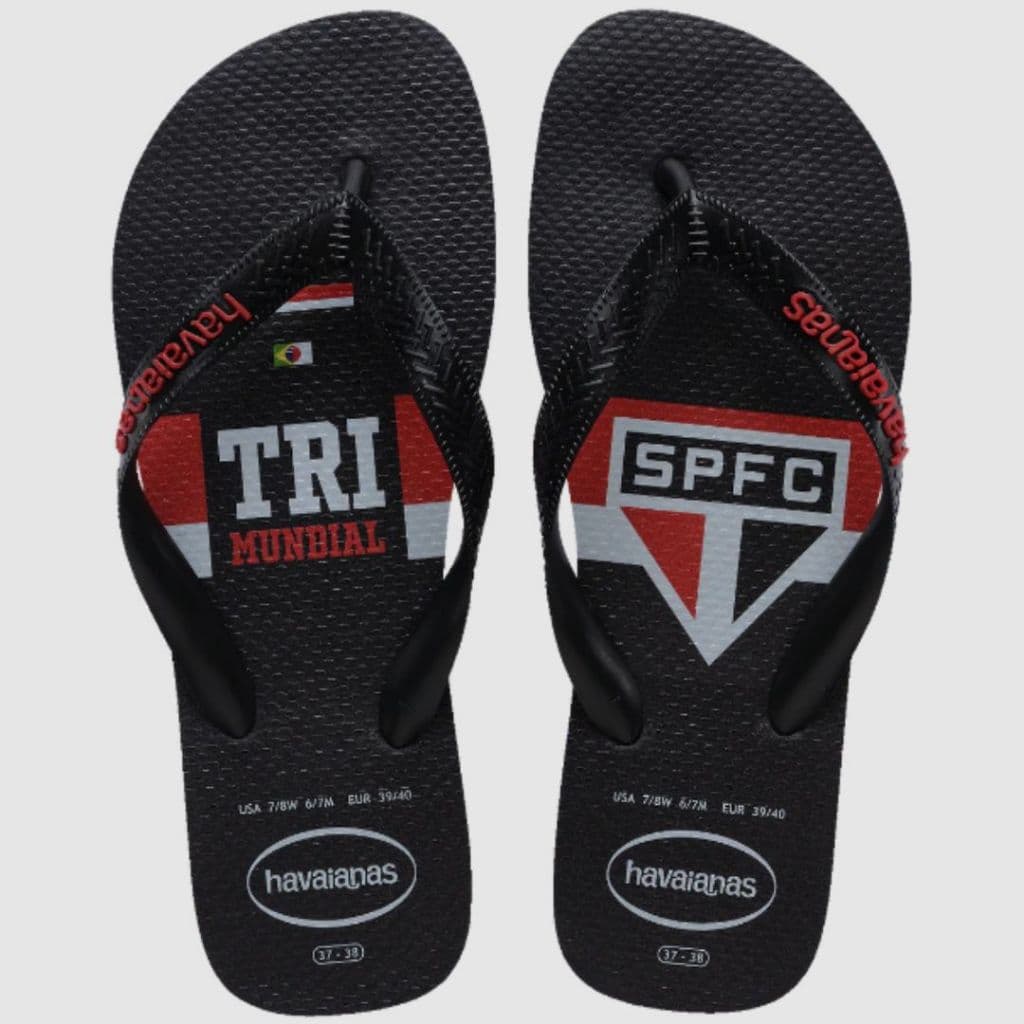 Chinelo Havaianas São Paulo Oficial Original Branco Dia a Dia Top Times SP Tricolor Conforto Adulto