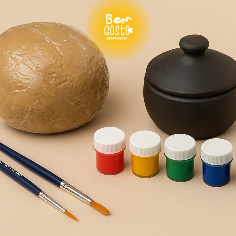 Kit Mini Artesão – Aprenda, Crie e Decore! Panelinha de Barro artesanal