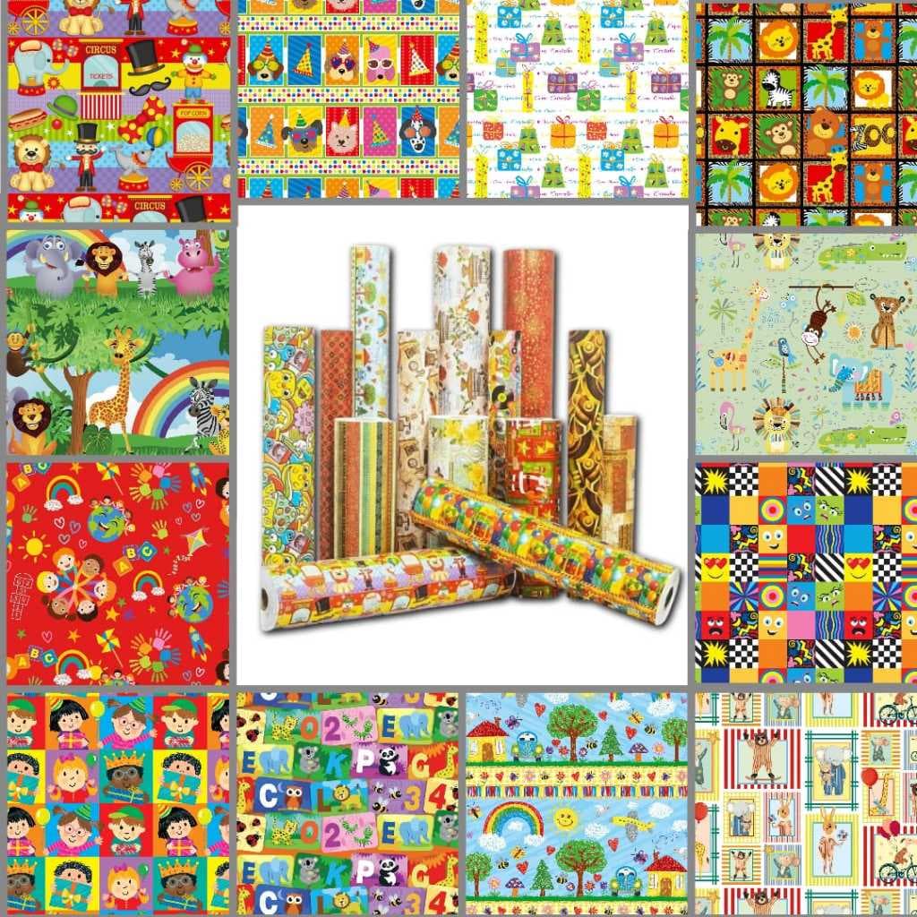 Papel De Presente Infantil Bebê Dia Das Crianças Bobina Couchê 40cmx100m
