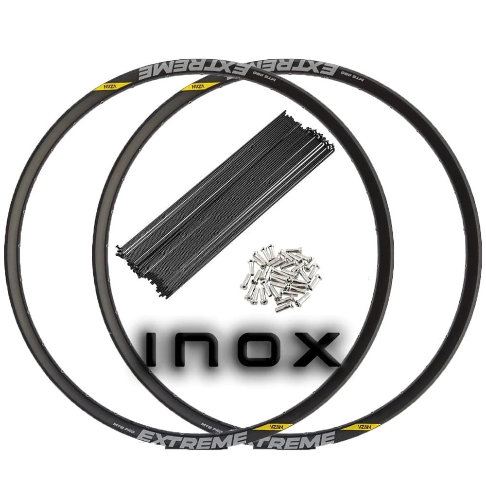 Kit Aro 29 Par Vzan Extreme Pro 28 32 36 Furos Disc Raios Inox 28F 32F 36F - 2 Aro