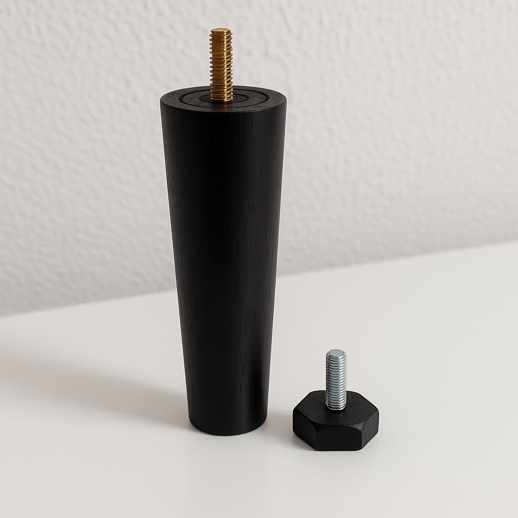 Pes Para Cama Box De Madeira 12 cm de Altura Preto Kit com Opçao 4 6 7 8 12 ou 13 pes Com Regulador