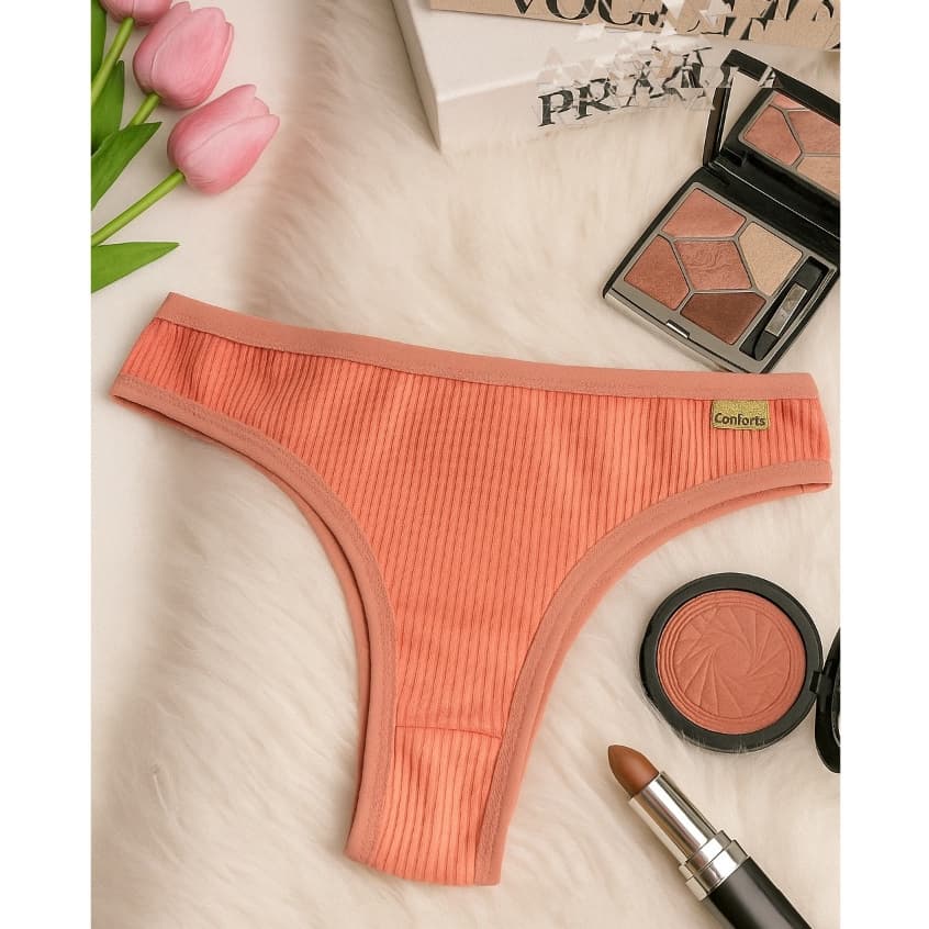 Kit Calcinhas Fio Dental Canelada em Suede forro de Algodão