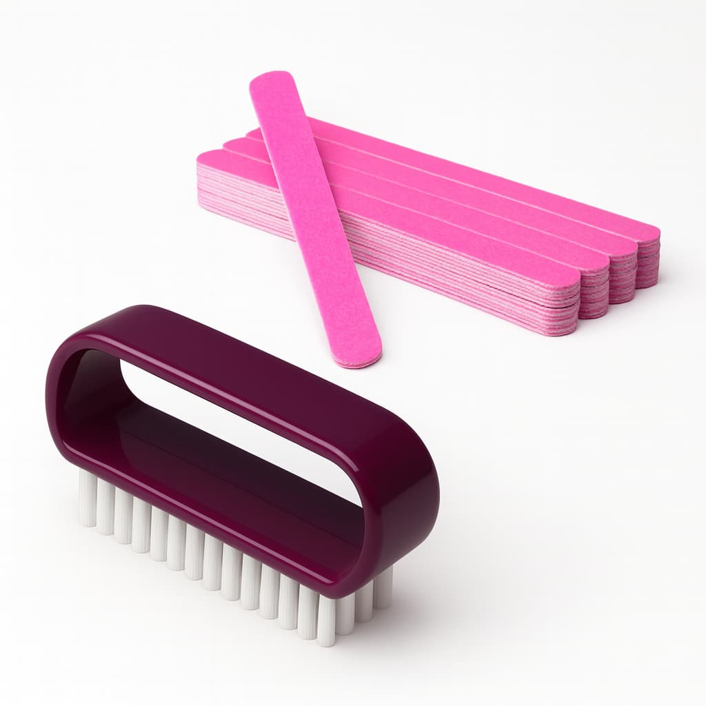 Escovinha de Unha Multiuso + Lixas de Unha Grande Manicure Pedicure Profissional