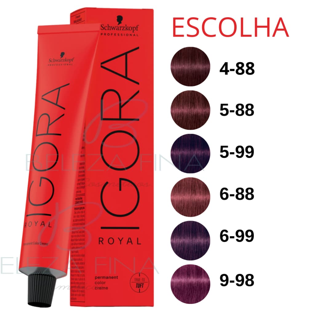 Tintura/ Coloração Igora Royal 60g - Schwarzkopf Professional ruivos vermelhos (ESCOLHA) 4-88  4-99  5-68  5-99  6-88