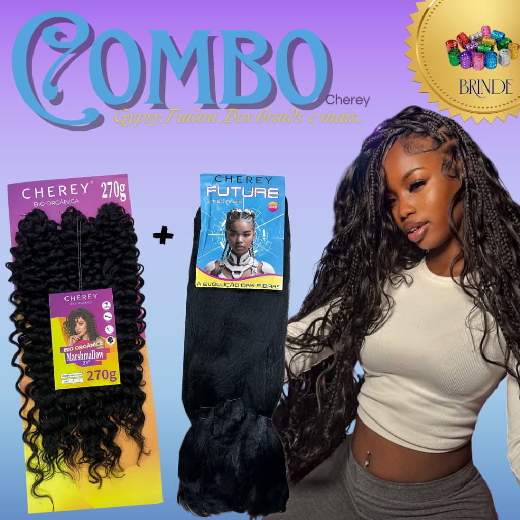 Combo Cherey Marshmallow + Jumbo Future – Cabelos Fibra Premium  Gypsy, Fulani e Box Braids