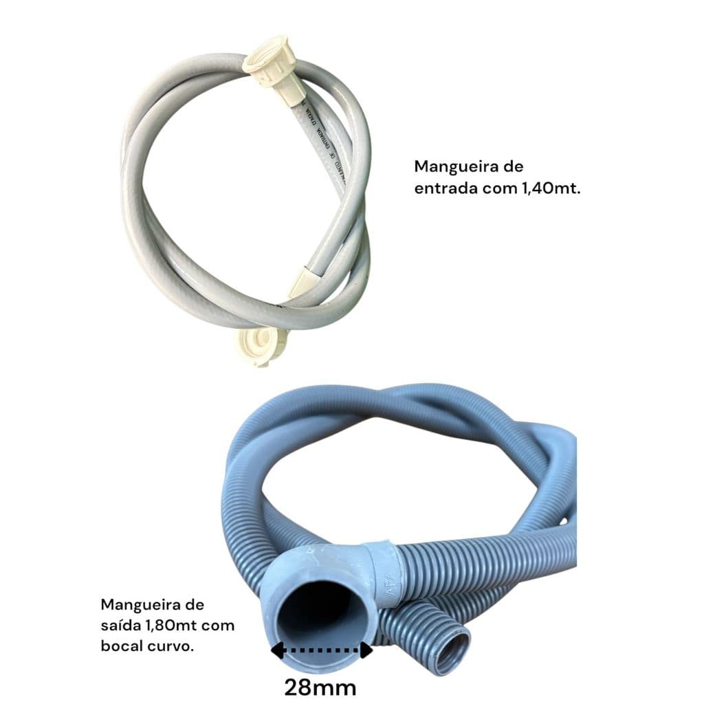 Kit com Mangueira de Entrada e Mangueira de Saída para Lavadora Máquina de Lavar