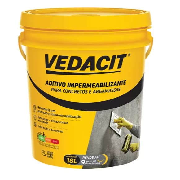 Aditivo Impermeabilizante Vedacit 18kg para Concreto e Argamassas de Alta Performance