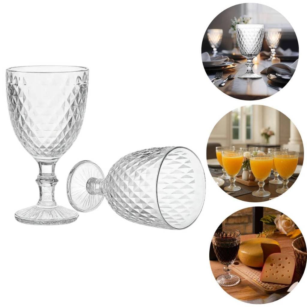 Conjunto 2 Taças de Vidro Bico de Abacaxi 230ml Design Clássico Sofisticado Mesa Posta Elegante