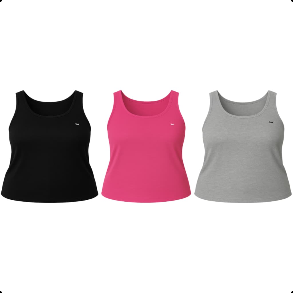 Regata Feminina inG Plus Size Viscolycra Alça Larga Lisa | GG ao G5