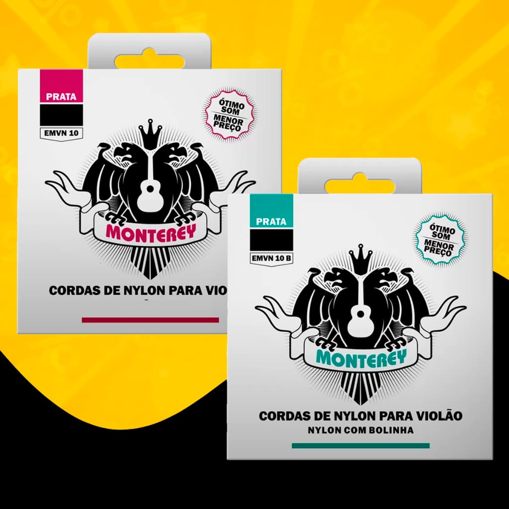 Encordoamento Cordas Para Violão Nylon TENSÃO MÉDIA Monterey EMVN10B  / EMVN10 (Com ou Sem Bolinha)