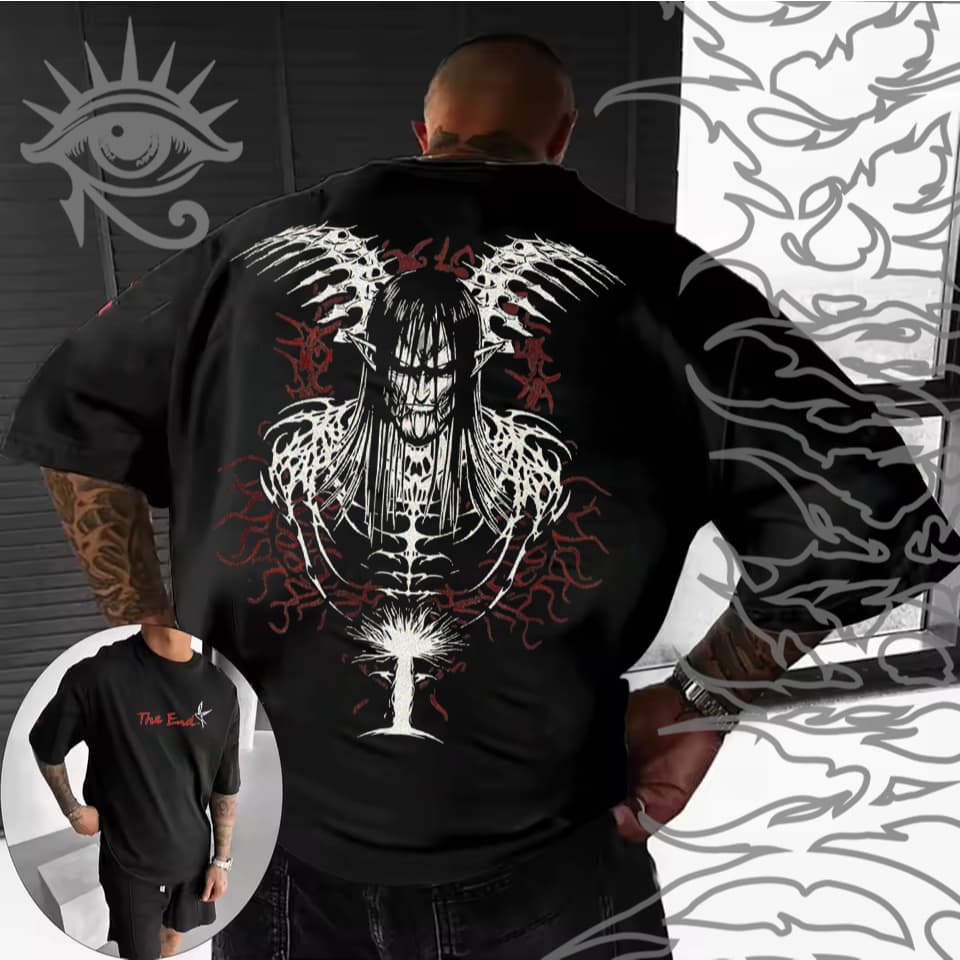 Camiseta Basica e OVERSIZED Eren Yeager The End Shingeki Attack Tita Anime Unissex - Darknezz