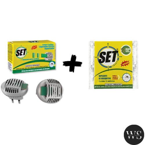 Kit Repelente Aparelho Elétrico Set Inset + 12 Pastilhas