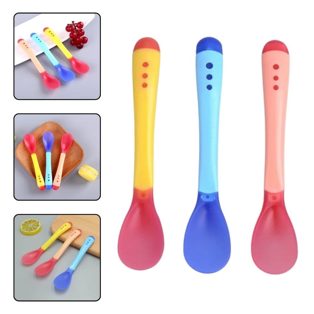 Colher Em Silicone Proteção Bebê Termossensíveil Anatômica