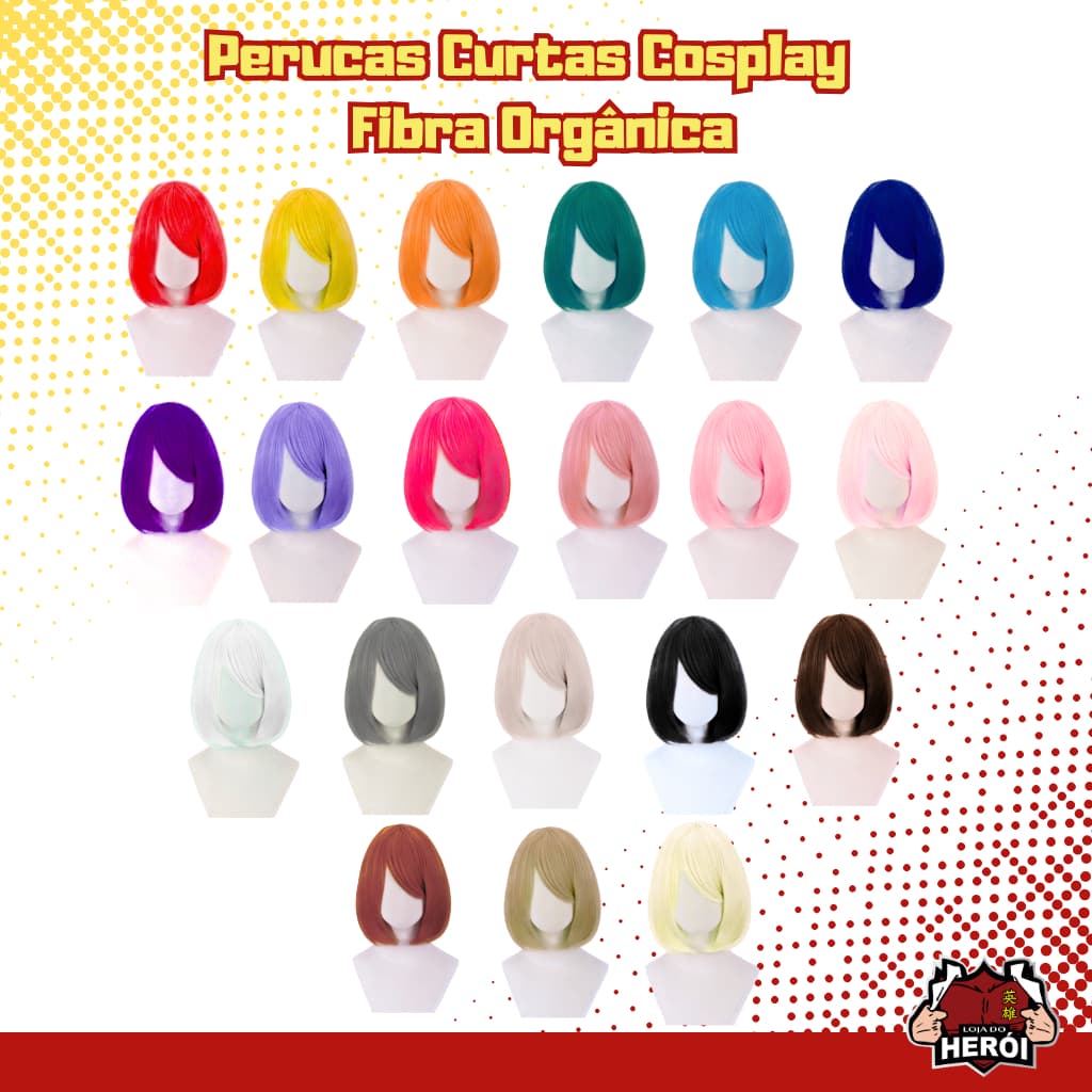 Peruca Cosplay - Fibra Orgânica - Resiste alta temperatura - Chanel - Wig - Varias Cores - ⭐️ LOJA DO HEROI ⭐️