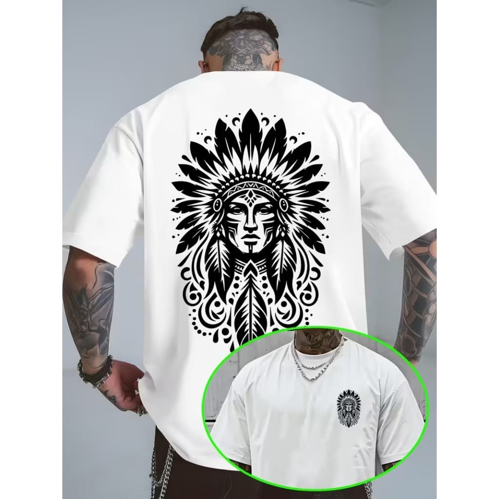 Camiseta Algodão Adulto Infantil Plus Size Indio Indigena Paje Streetwear Moda Premium