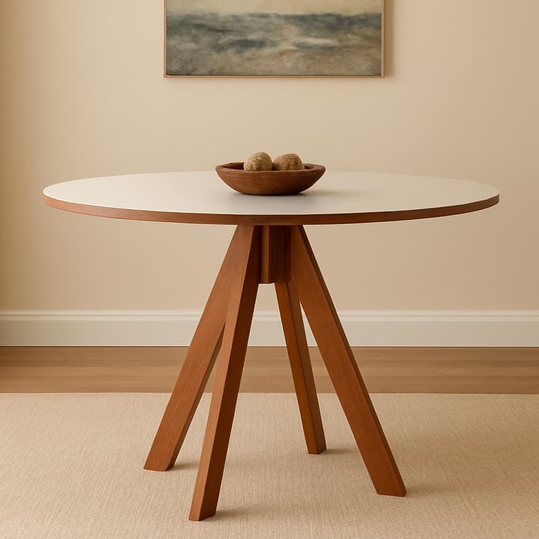 Mesa Elegance Moderna Madeira Maciça Resistente Cor Off Otimiza Espaço
