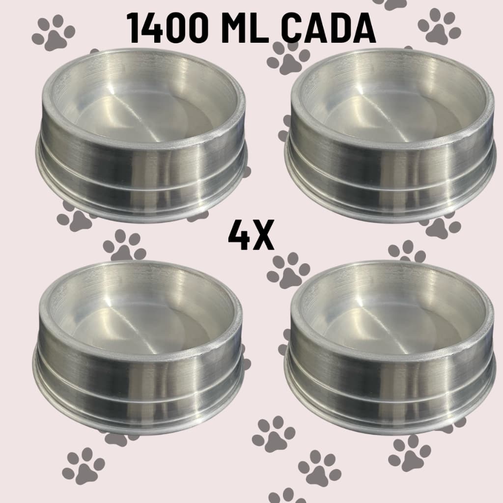Kit com 4 Comedouros1400ML Cachorro Porte Grande Tigela Vasilha Alimentador