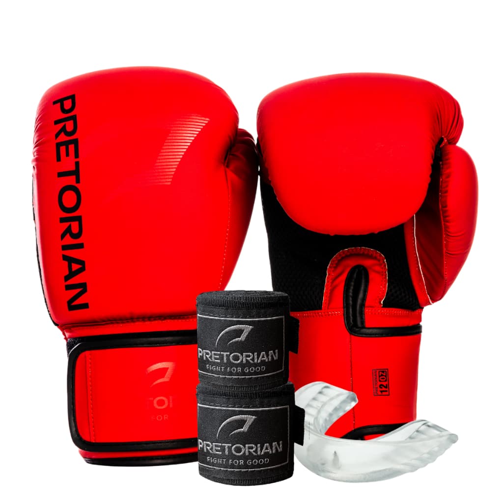 Kit Luva Muay Thai  Boxe - Bandagem + Bucal - Pretorian - Iniciantes  Profissionais - Homem Mulher