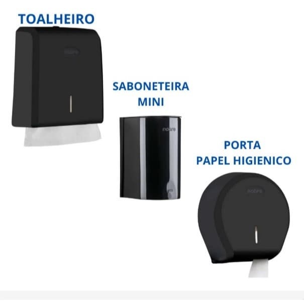 Kit Dispenser Porta Sabonete Liquido, Papel Higiênico Rolão, Papel Toalha Interfolhas - Nobre