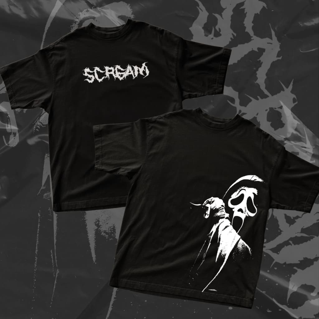 Camiseta Oversized Halloween Panico Scream Dia Das Bruxas Blusa Casual Unissex 100% Algodão