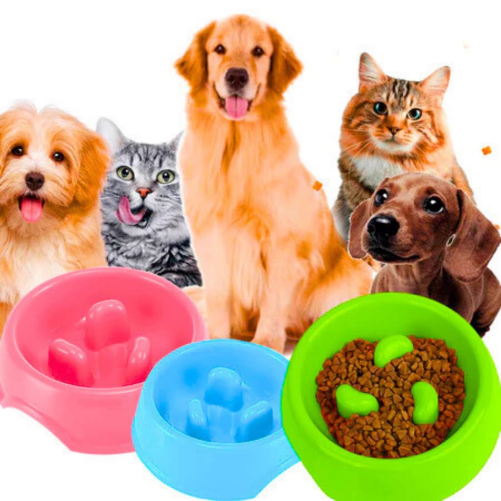 TIGELA COMEDOURO LENTO PET EDUCATIVO ANTI ENGASGOS RAÇÃO COMER DEVAGAR ANSIEDADE CÃO GATO