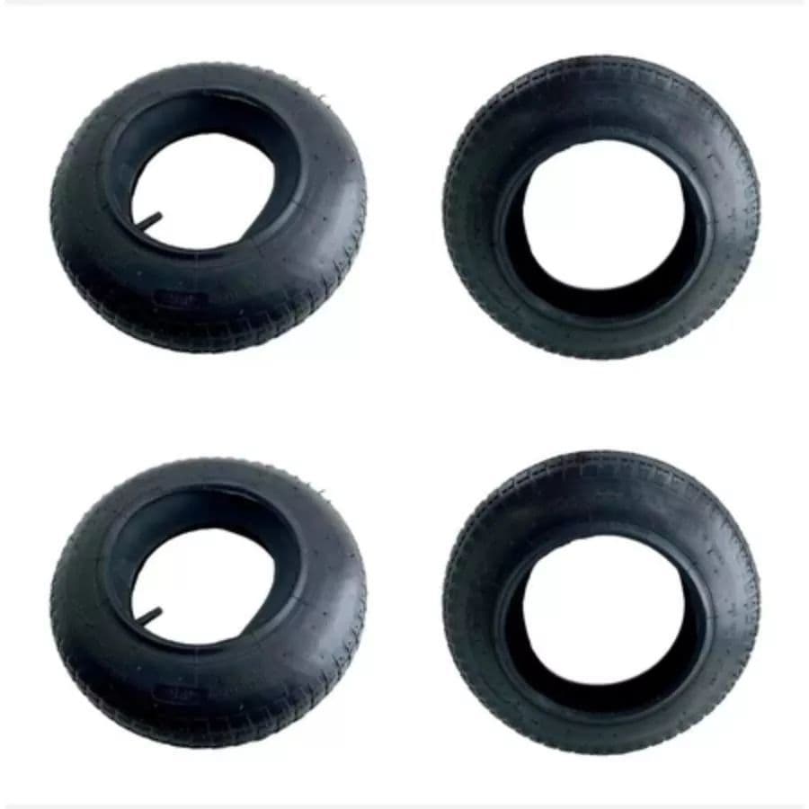 Kit 4 Pneus 3.25-8 com Câmara Carrinho de Mão NKP Reforçado Alta Resistência