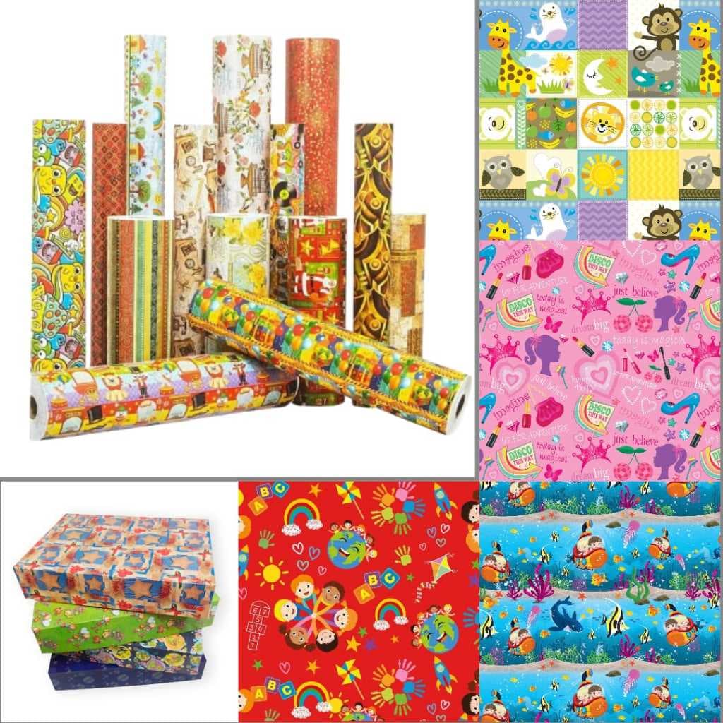Papel De Presente Infantil Bebê Dia Das Crianças Bobina Couchê 60cm X 100m