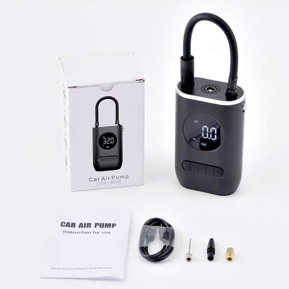 Bomba de Ar Digital Mini Calibrador Compressor de Pneus Carro Moto Bike Com Lanterna Led Portátil