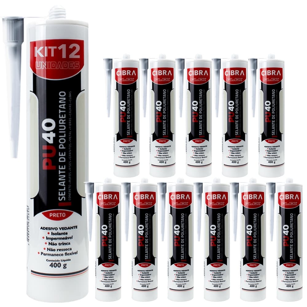 Kit 12 Selantes PU 40 Selante de Poliuretano Adesivo Vedante Cibra Flex