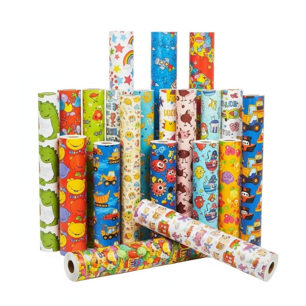 Papel de Presente Infantil Bebê Dia das Crianças Bobina Couchê 40cmx100m