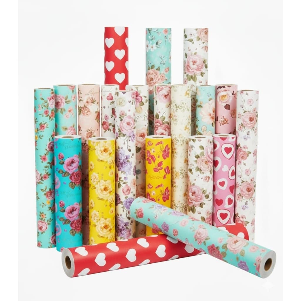 Papel de Presente Masculino Feminino Neutro Romântica Floral Bobina Couchê 60cmx100m