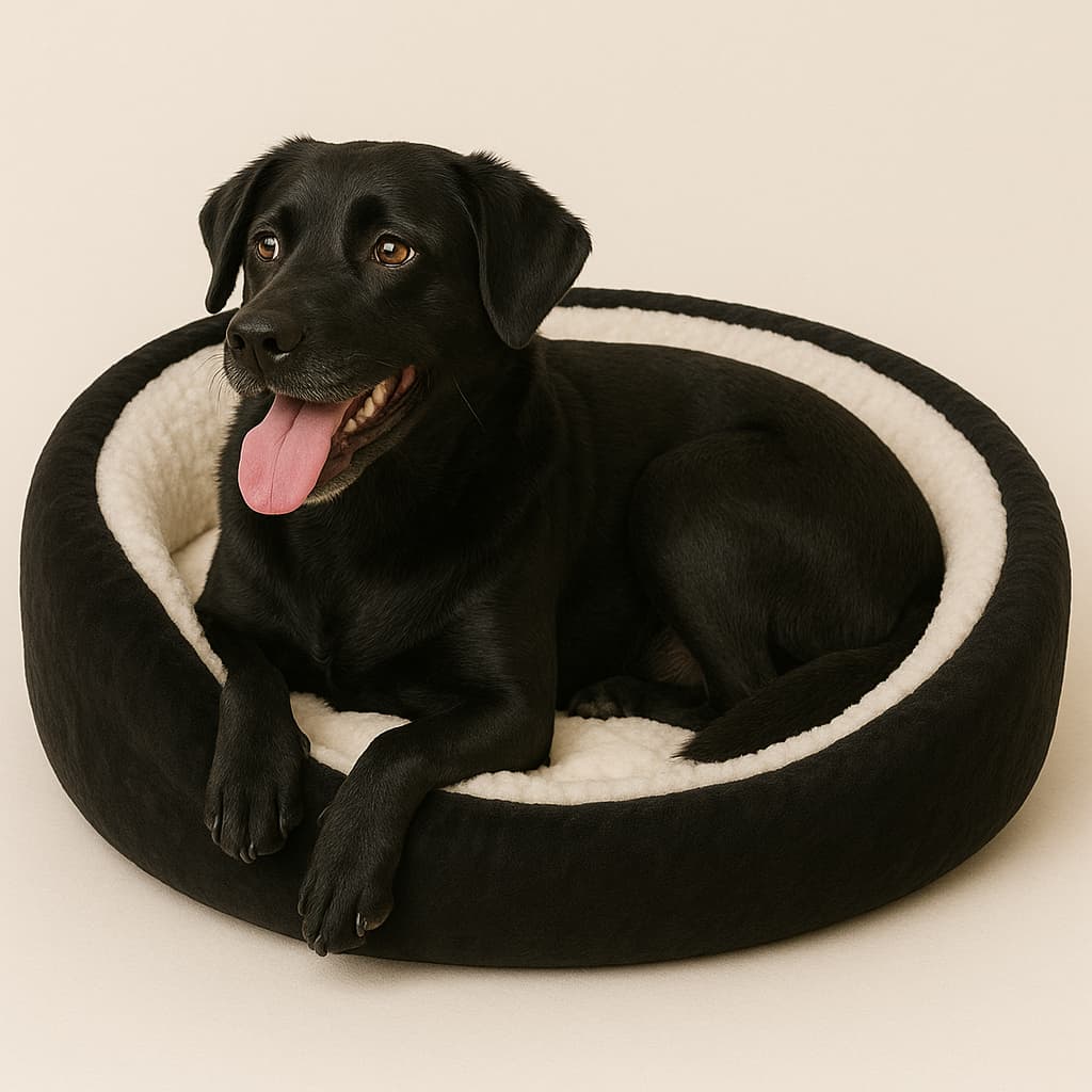 Cama Pet Redonda 50x50cm Sherpa Carneiro Antiderrapante Confortável Cães Gatos