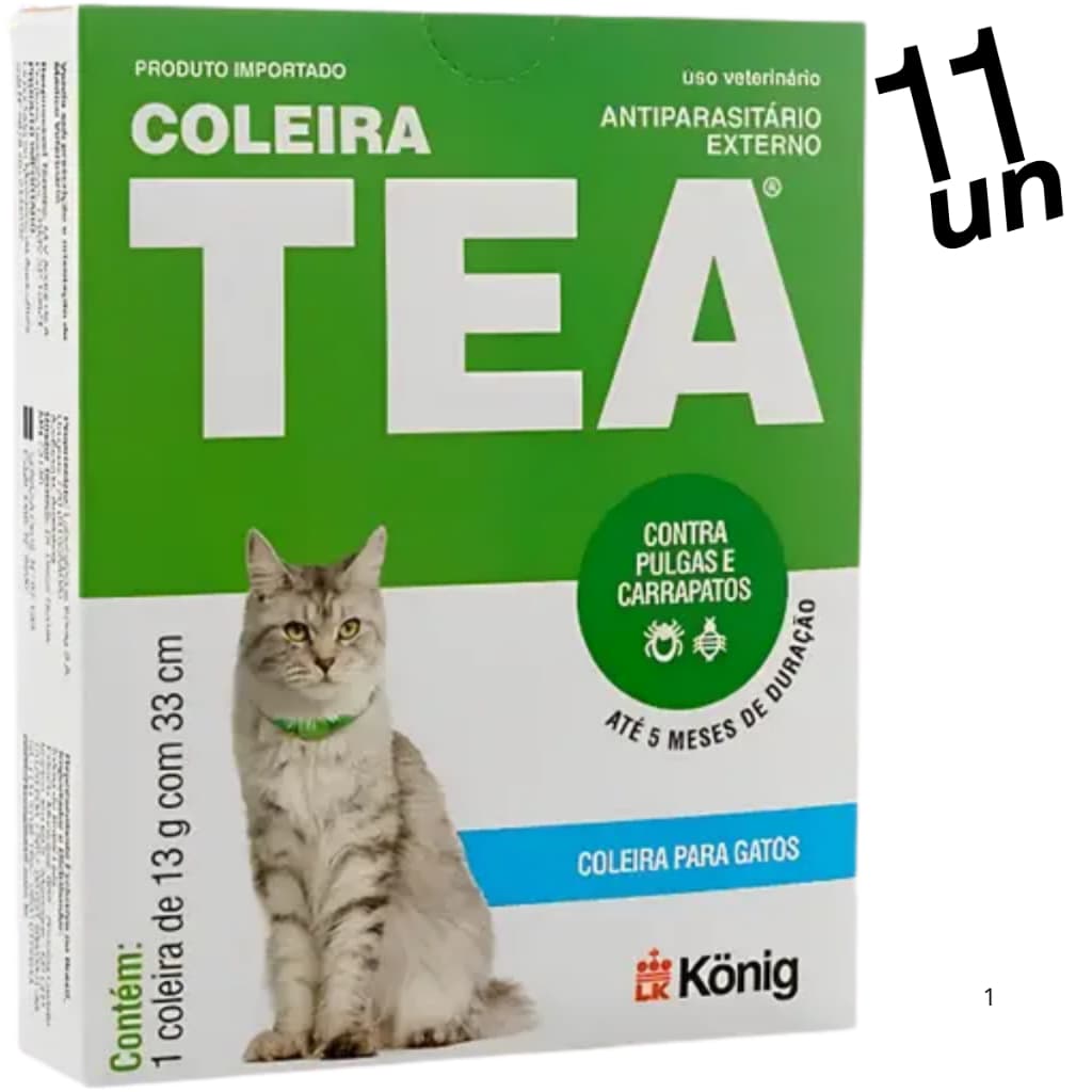 Coleira Tea 327 Antipulgas Para Gatos 13g 33cm Kit 11 Unidades