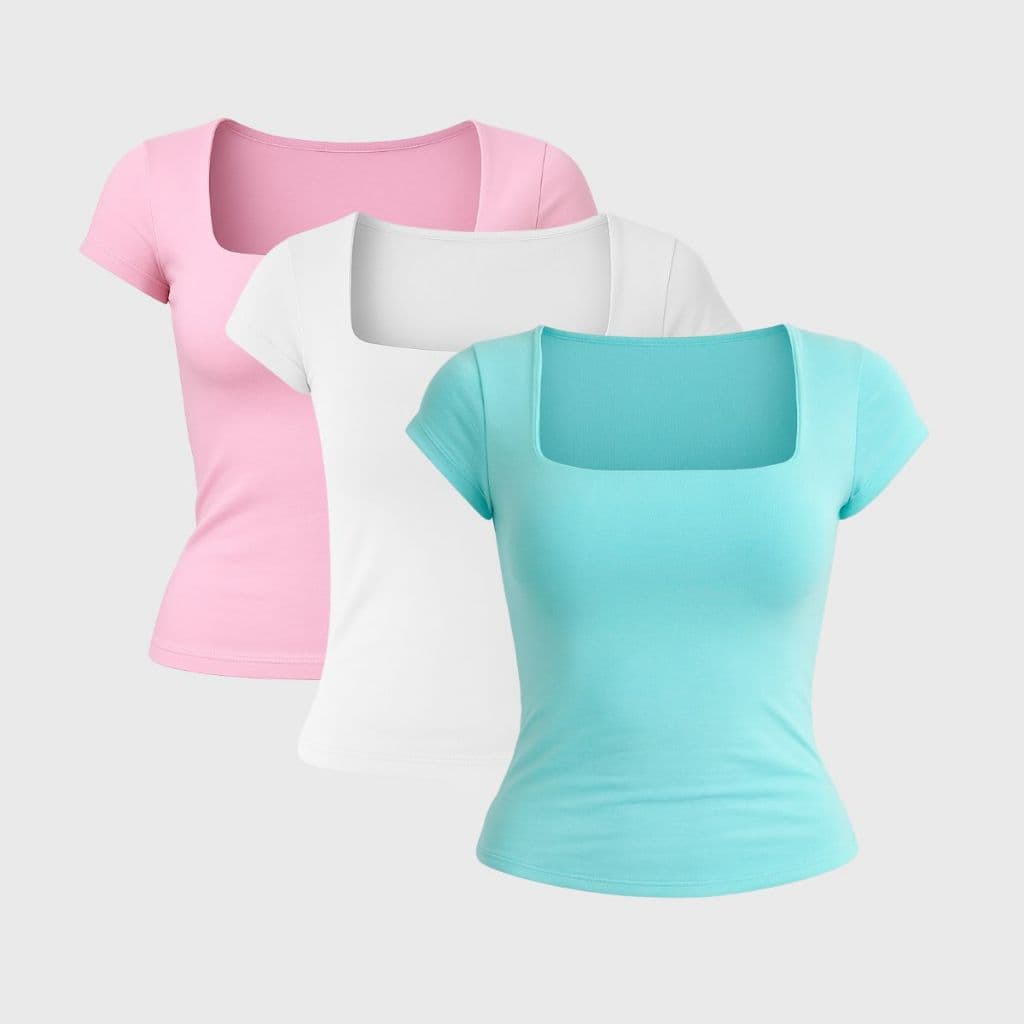 Blusa Suplex Feminina Decote Quadrado Básica Premium Elegante Casual Segunda Pele