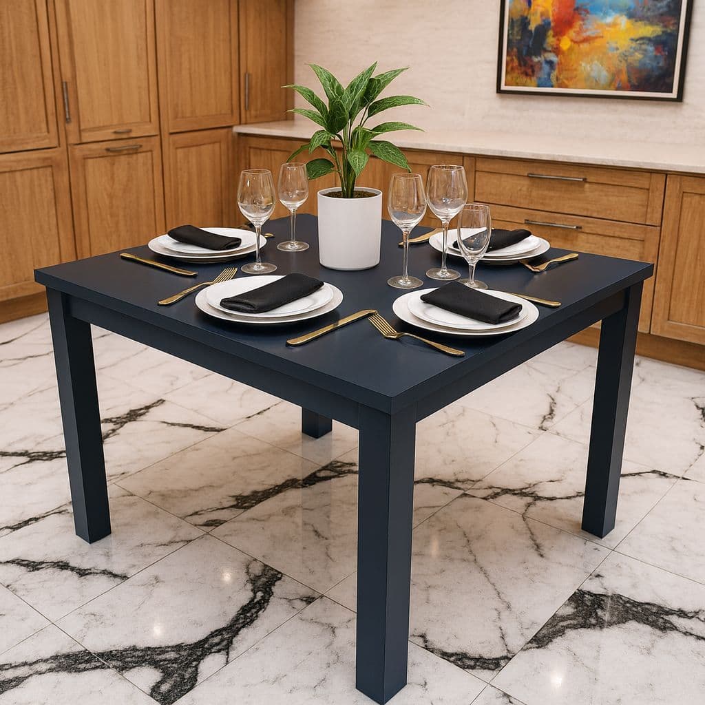 Mesa de Jantar 90x90 Tampo Madeira Design Moderno