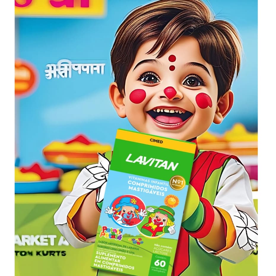 Vitamina Infantil Lavitan Kids Imunidade Mix De Sabores Cimed 60 Comp. Verde